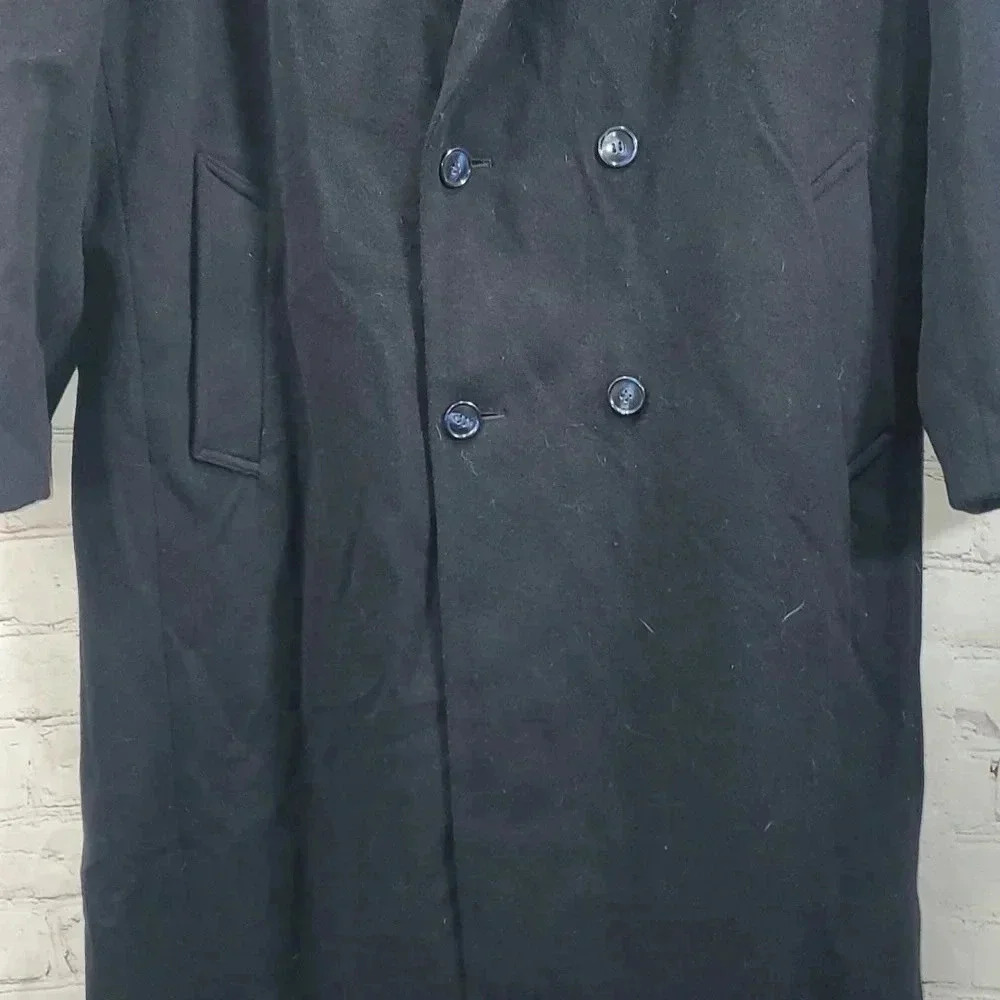 Vintage Conte di Milano Double Breasted Navy Wool Cashmere Trench Coat Men's L44 - Picture 5 of 17